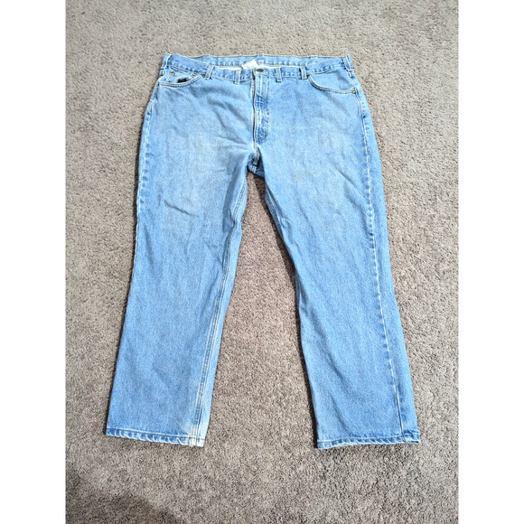Carhartt Jeans Mens 46/30 Traditional Fit Blue Denim Cotton Workwear B18 STW - Picture 1 of 5